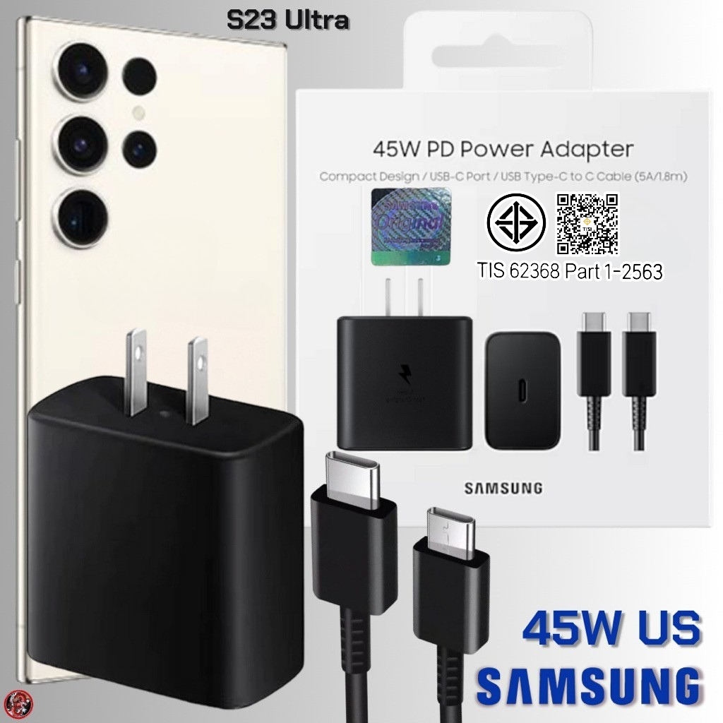 ที่ชาร์จ อะแดปเตอร์ สำหรับ Samsung USB-C 45W US สำหรับ ซัมซุง S23 Ultra  สเปคตรงรุ่น หัวและสาย Type-C การชาร์จด่วนแบบพิเศ