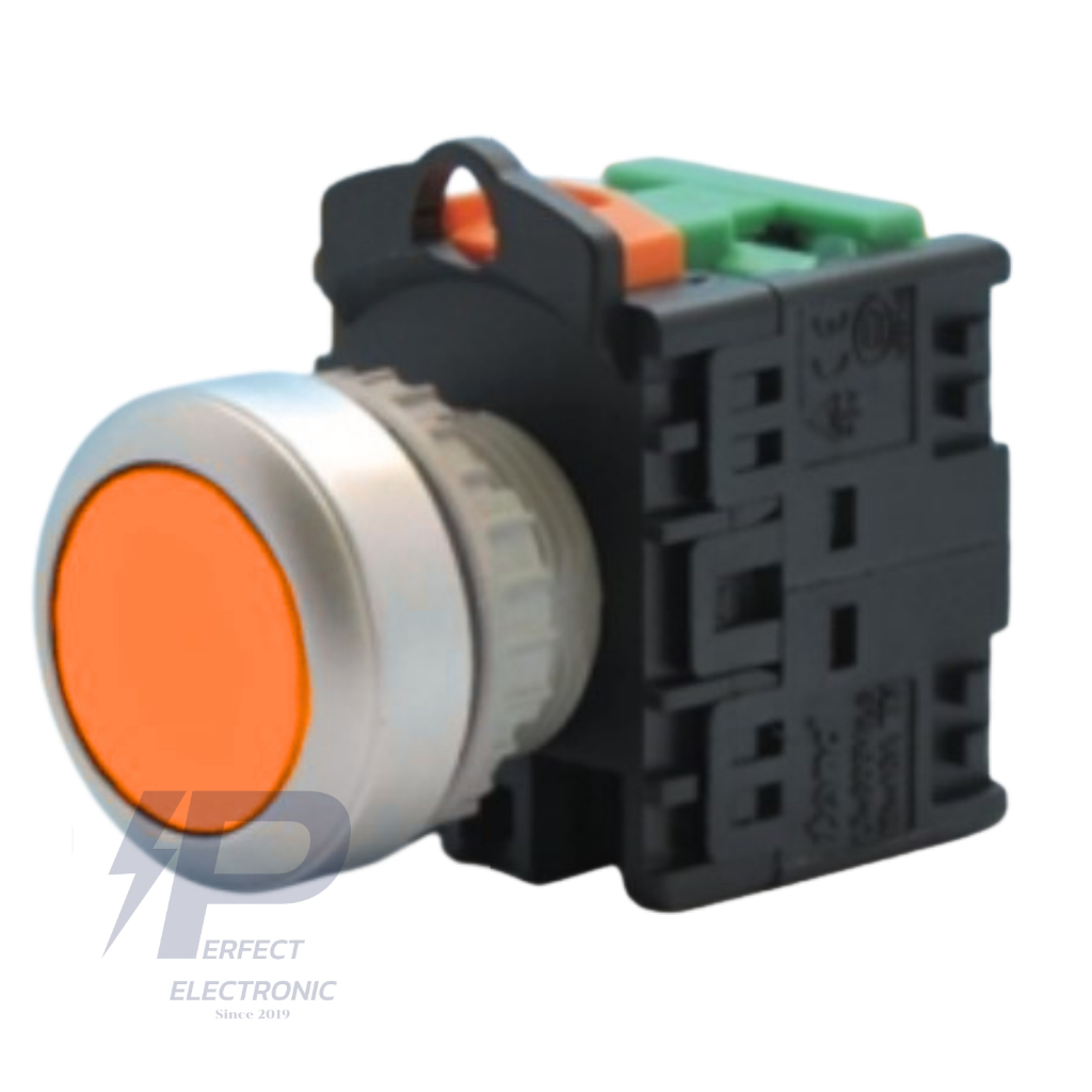 TN2BFO-1AB TEND PUSH BUTTON SWITCH สวิตช์ปุ่มกด หัวเรียบ “ สีส้ม ” 1a ...