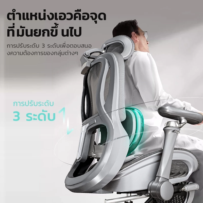 Xpanse รุ่น W202 เก้าอี้สุขภาพ Ergonomic Chair รองรับสรีระและเอวเพื่อการปรับท่าทางให้ถูกต้อง นั่งสบายตลอดวัน