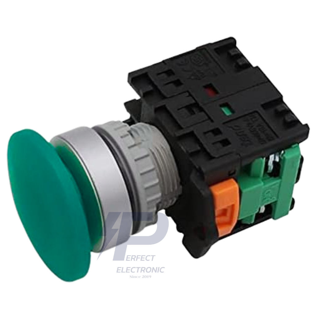 TN2BMG-1AB TEND PUSH BUTTON SWITCH สวิตช์ปุ่มกด หัวเห็ด “ สีเขียว ” 1a ...