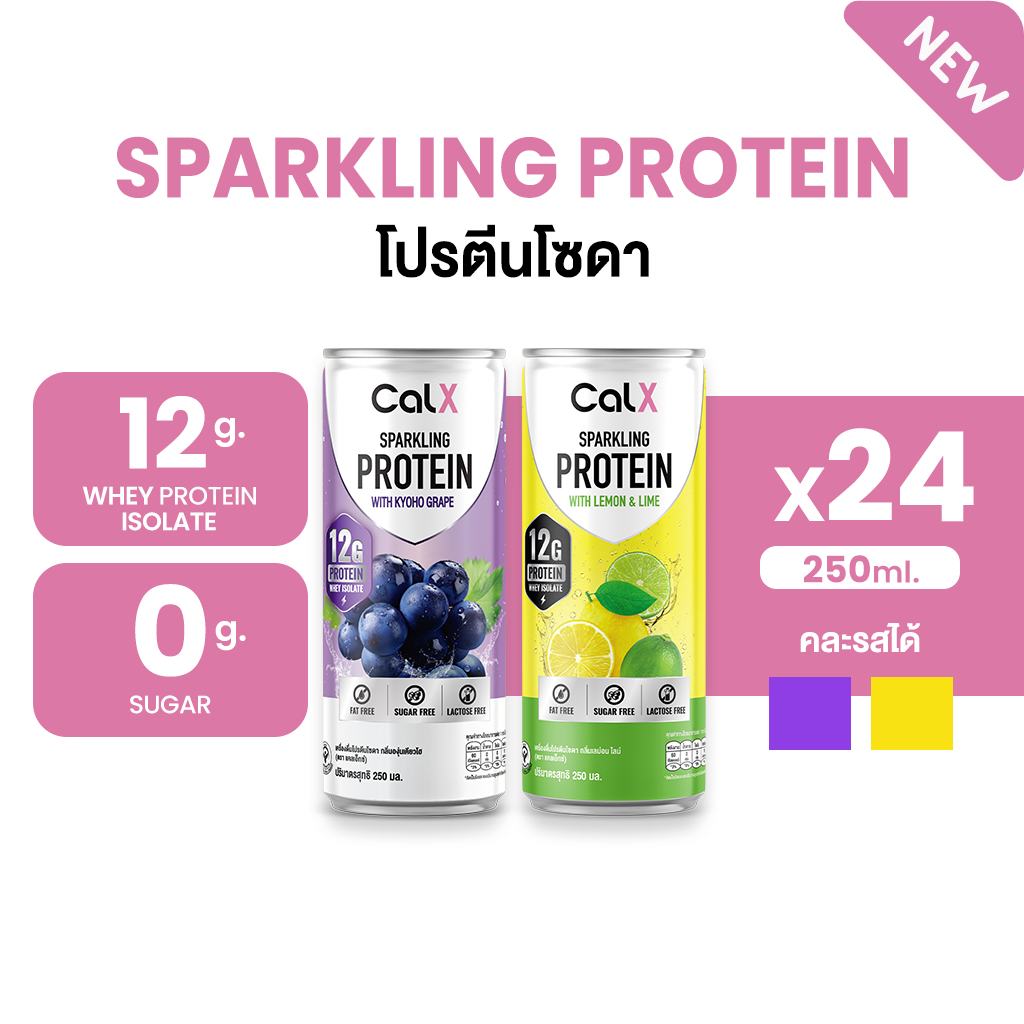 CALX โปรตีนโซดา Sparkling Protein Drink 12g โปรตีน 0 น้ำตาล เครื่องดื่ม ...