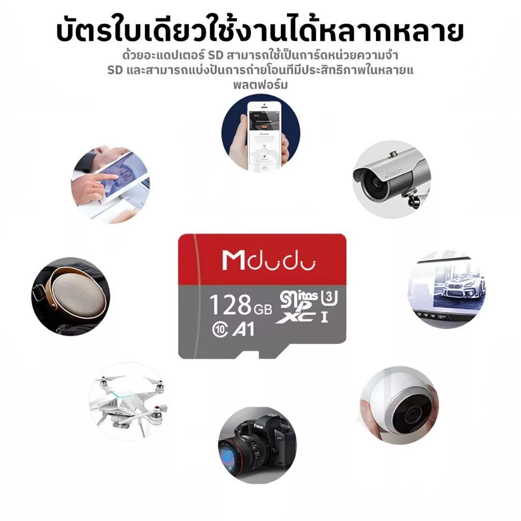 Mdudu เมมโมรี่การ์ด Micro SD Card 32GB 64GB 128GB SD Card Mdu Storage ...