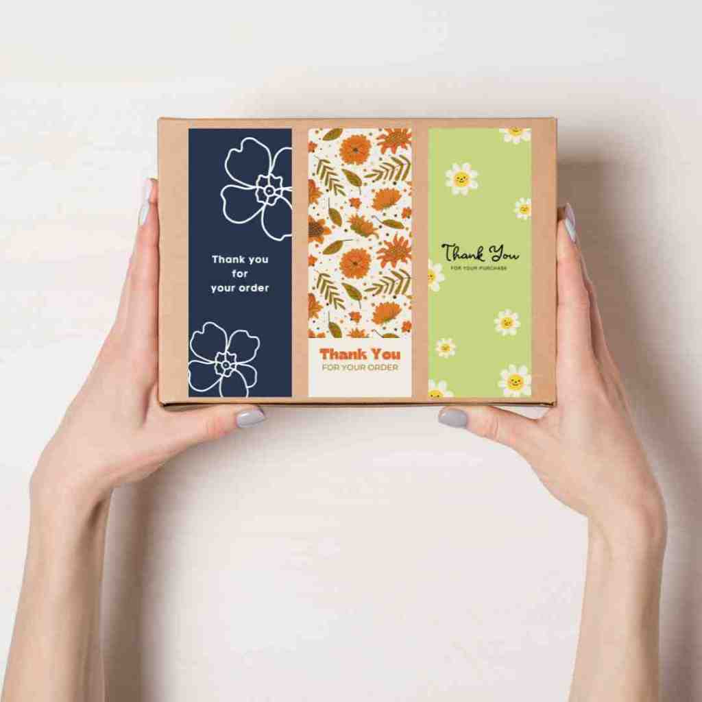 สติ๊กเกอร์ Thank You Sticker น่ารักๆสำหรับติดกล่อง ขนาด 5x13 cm. set 10 ...