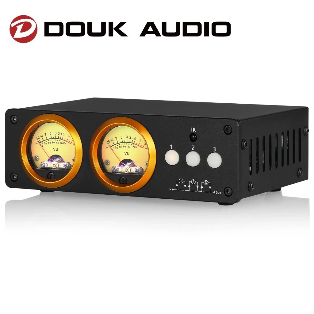 Douk Audio L3 3 Channel Stereo Audio Loop Switcher with VU Meter 1-IN-3 ...
