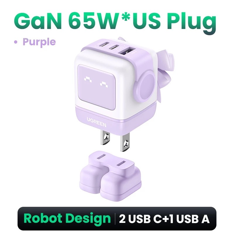 Ugreen RoboGaN 65W/30W USB C USB A Charger Mini Robot Nexode 3 พอร์ต ...