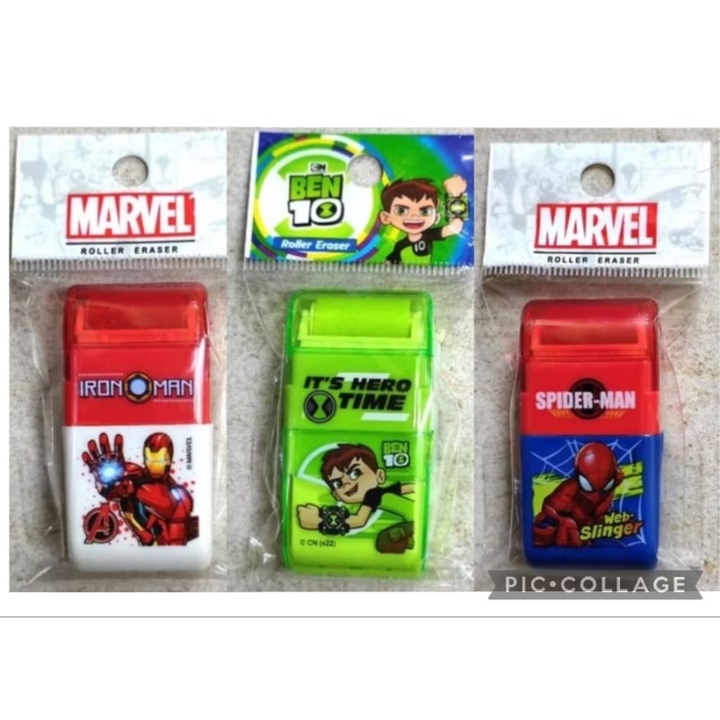 ยางลบมีลูกกลิ้งเก็บเศษ Roller Eraser ลายการ์ตูน princess, frozen, Ben ...