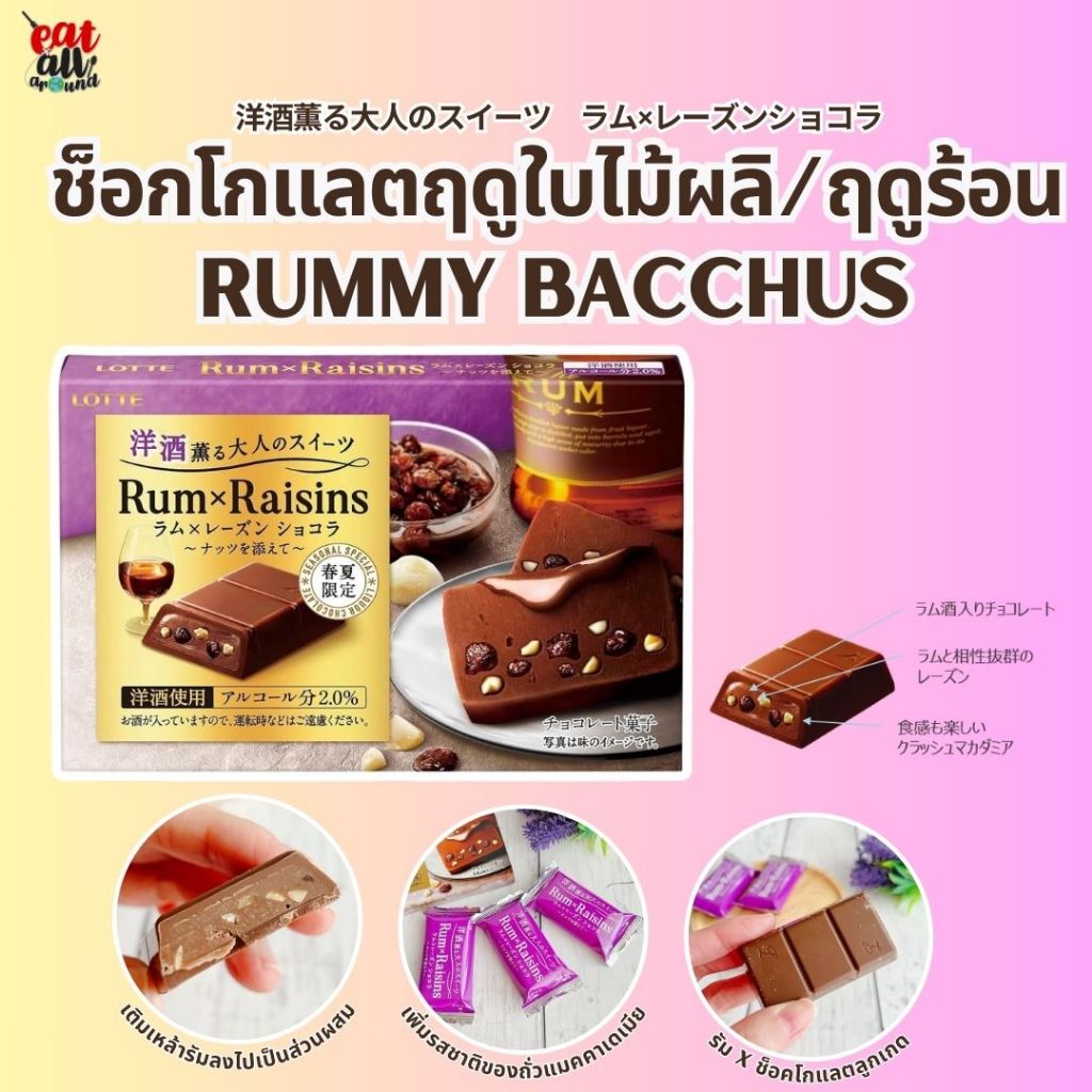 Lotte Rum x Raisins ลอตเต้ ช็อกโกแลต ลิเคียว รัม x ช็อคโกแลตลูกเกด ขนม ...