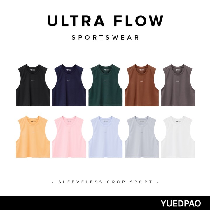 Yuedpao Sportswear - Ultra Flow Sleeveless Crop เสื้อออกกำลังกายผู้หญิง ครอปแขนกุด (10 สี) — เสื้อผ้ากีฬาและเครื่องแต่งกาย แบรนด์ Yuedpao ของแท้ 100% เช็คราคาจาก Shopee Lazada thumbnail 3