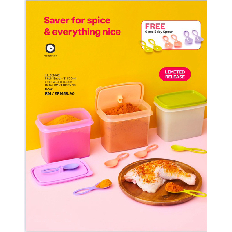 thumbnail image 2 of Tupperware Shelf Savers Set Of 2 Dark Red Containers With Spoons – Dry Food Storage 2 of 6