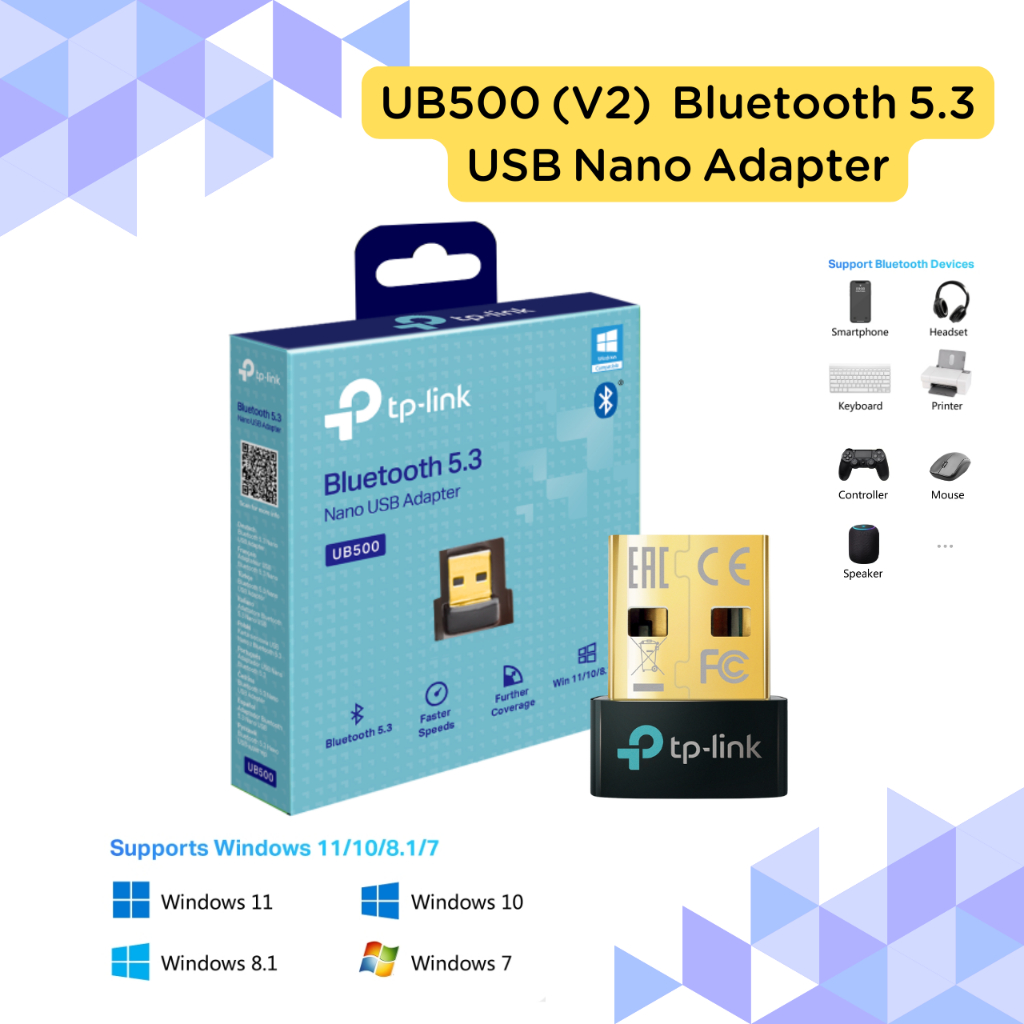 UB500 Bluetooth 5.3 USB NANO ADAPTER (ตัวรับบลูทูธสำหรับคอมพิวเตอร์ ...
