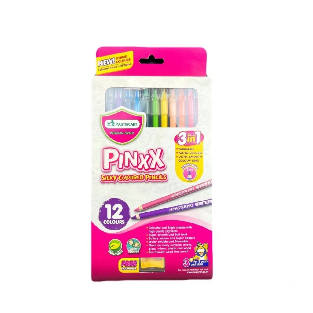 ใหม่ล่าสุด! ดินสอสี มาสเตอร์อาร์ต รุ่น Pinxx 12 สี masterart สีไม้ลบได้ ...