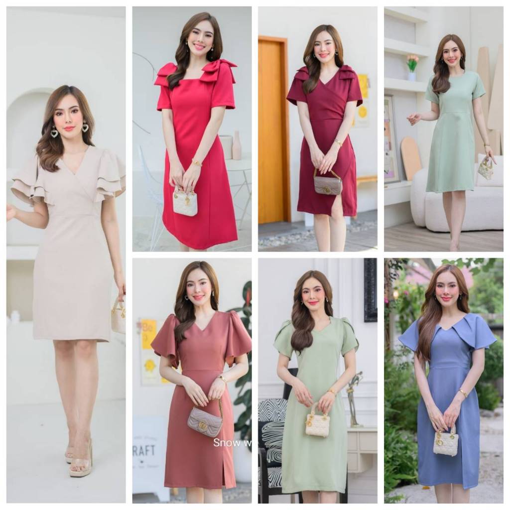 เดรส XL 2XL อก40-46นิ้ว เดรสทำงาน  Fashion Dress ไซส์XL Size 2XL ชุดทำงาน เดรสสาวอวบ อก40-46นิ้ว