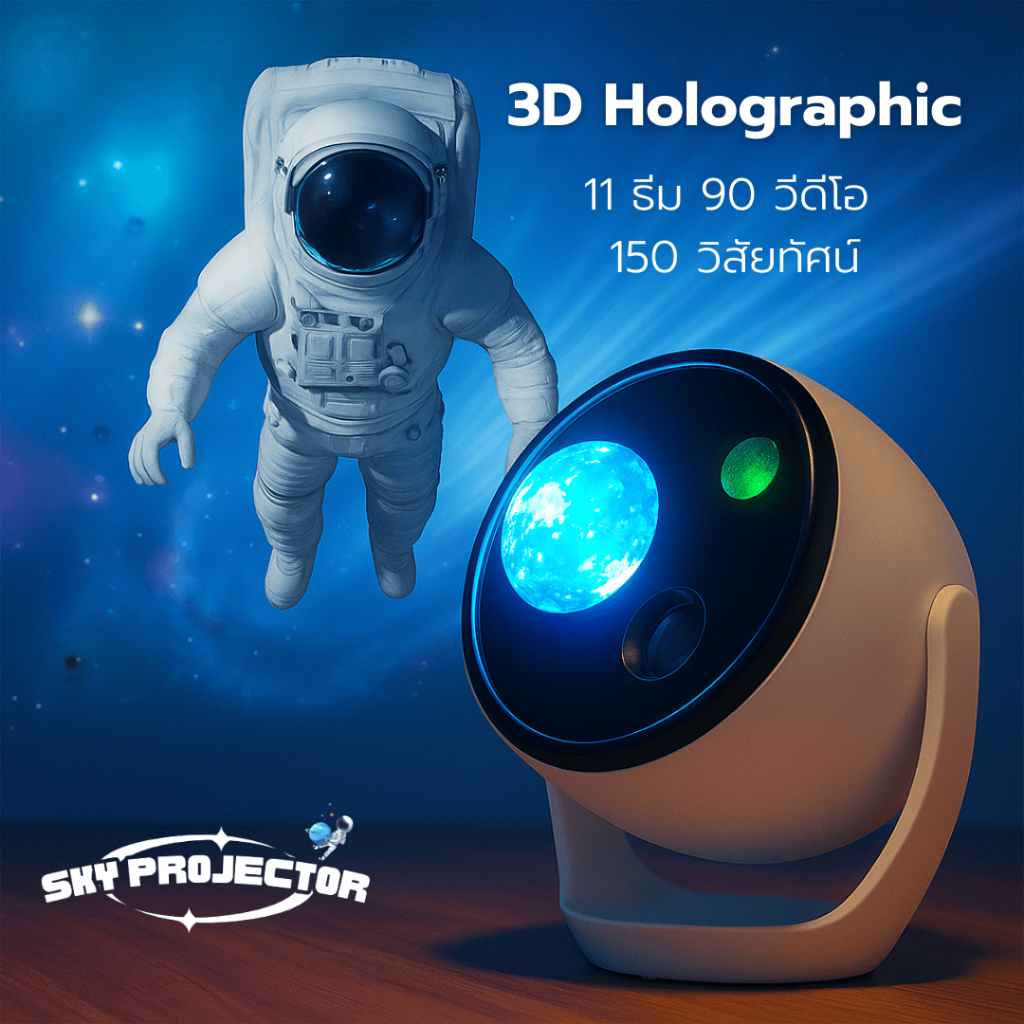 [Sky Projector] 3D Holographic Projection 150 รูปแบบวีดีโอ พร้อมแสงเน ...