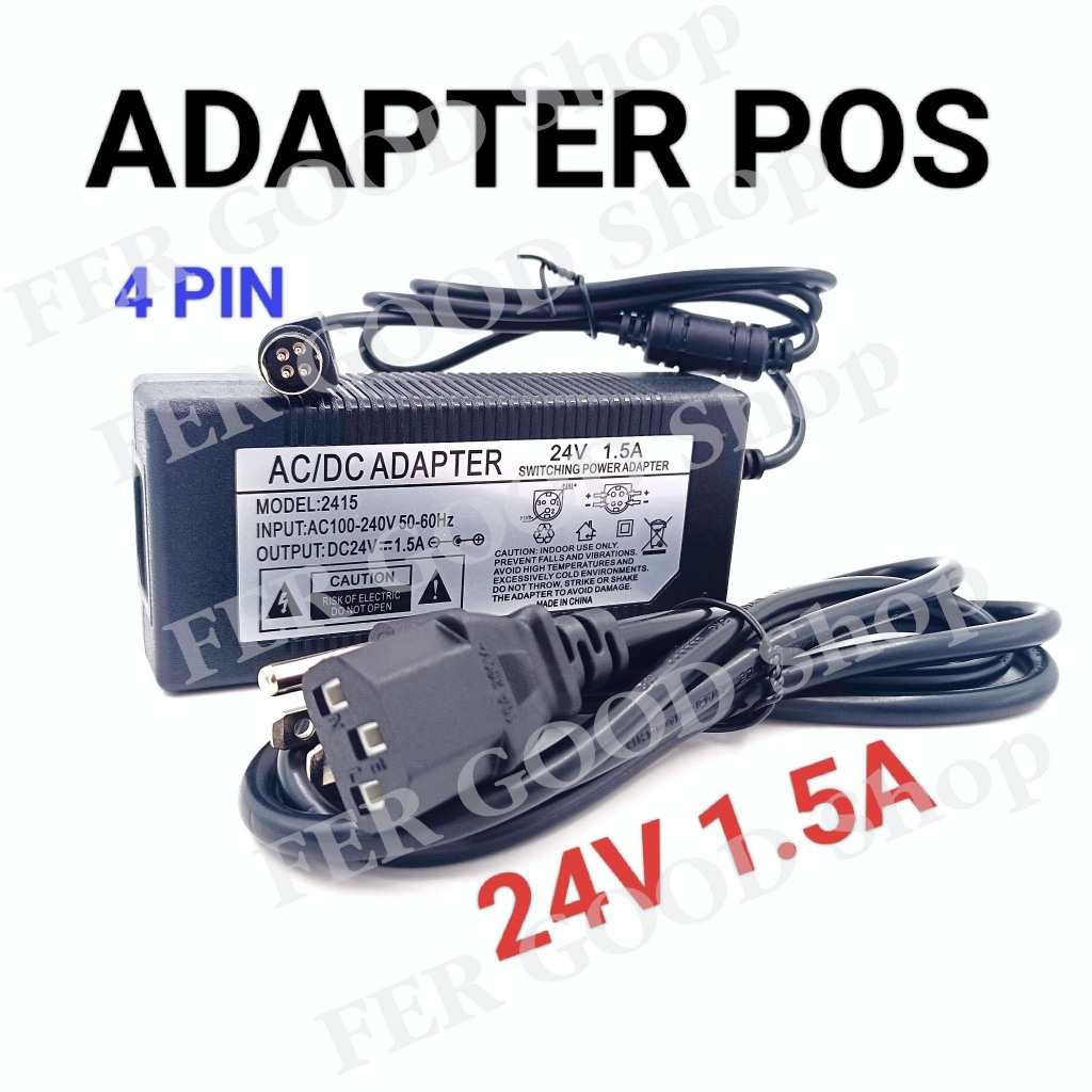 Adapter เครื่อง POS 4Pin 24V 1.5A ใช้กับเครื่อง Point Of Sale | Shopee ...