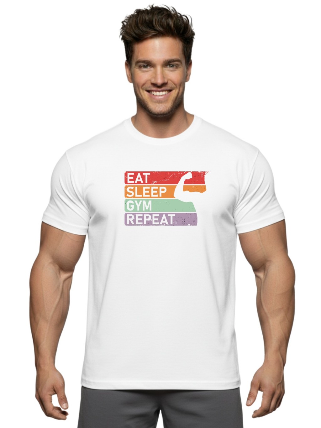 Una Camiseta Negra Con Las Palabras Eat Sleep Gym Repeat. | Vector Premium