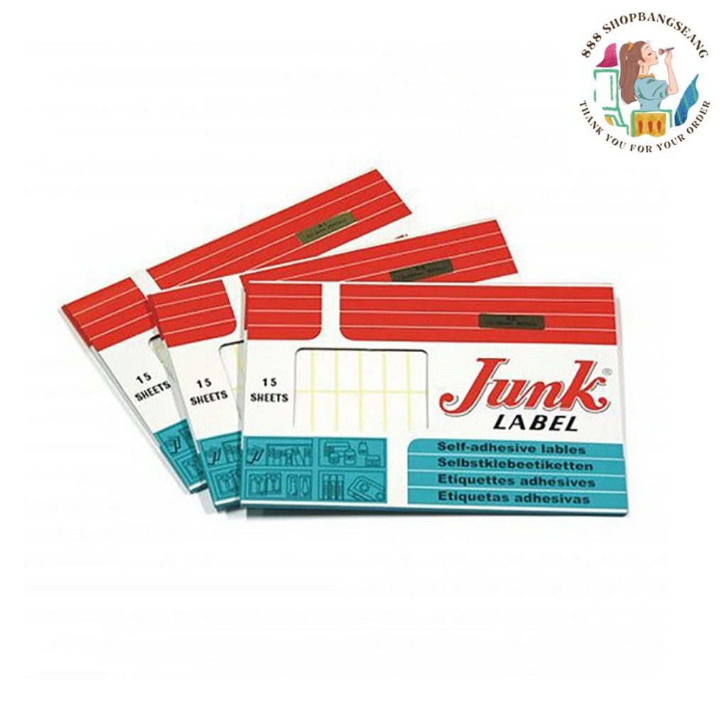 สติ๊กเกอร์ติดป้ายราคา จำนวน 15 แผ่น/ กล่อง หลายขนาด Junk Label (จั๊ง ...