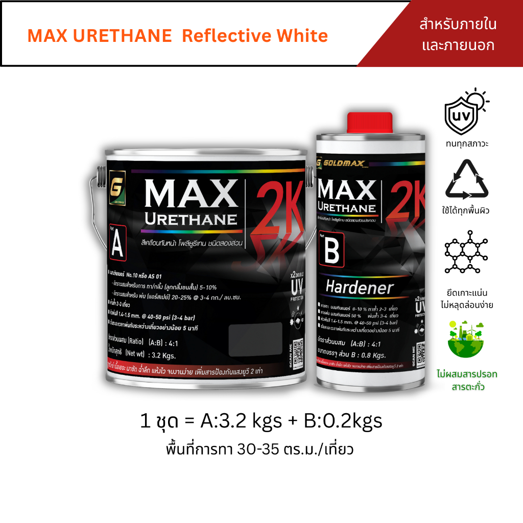 MAX URETHANE Reflective White สีขาวชนิดสะท้อนแสง ขนาด 3.785 ลิตร ...