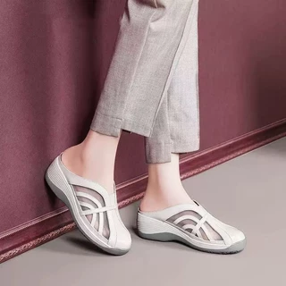 Shoes I amm B34 **ร้านจริงส่งตรงจากนครนายก** รองเท้าสุขภาพสวมหัวมน เปิดส้นซีทรู น้ำหนักเบา ซัพพอร์ตการเดินสบาย photo