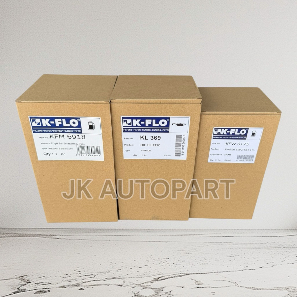 KFLO กรองน้ำมันเครื่อง กรองโซล่า กรองดักน้ำ BACKHOE SANY KFW6173 KL369 ...