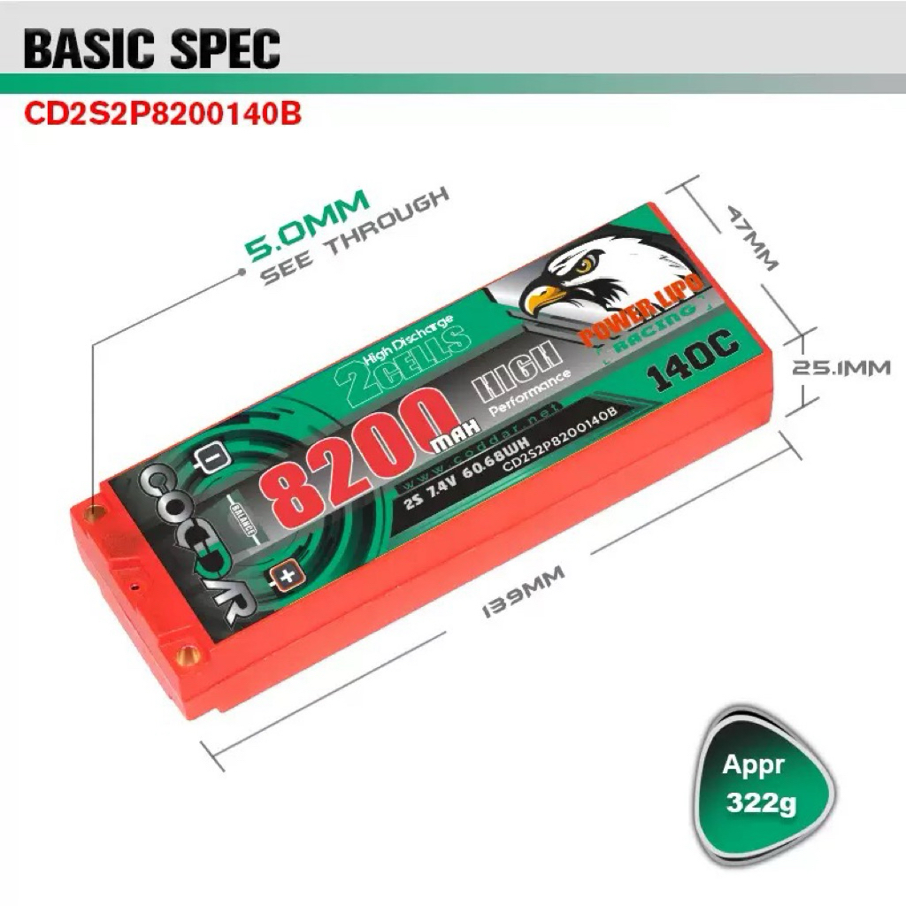 SANKAKU Batterie LiPo 2S 8200mAh 100C 7,4V - Coque Rigide, Prise Deans T Pour RC Voiture, Camion, Bateau