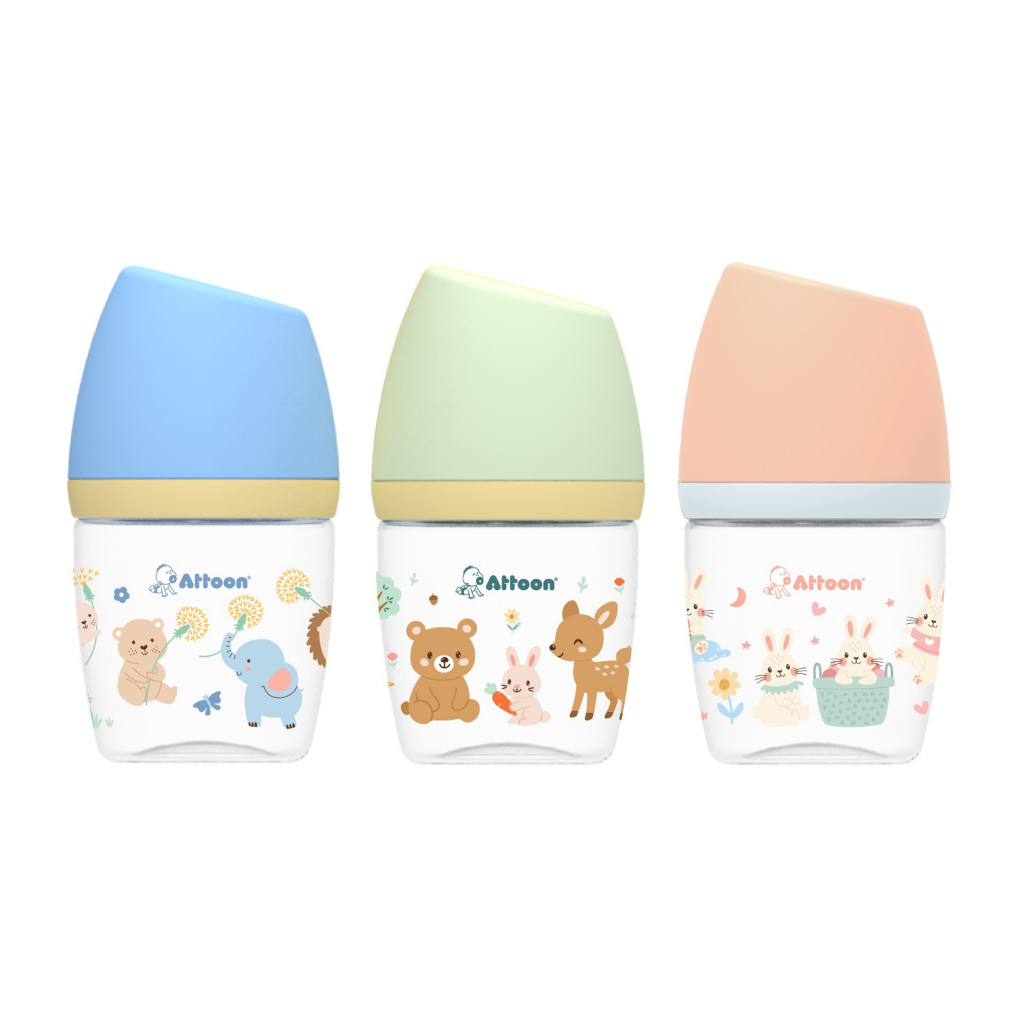 Attoon(แอทตูน) ขวดคอกว้าง 5 oz Slope พร้อมจุกไม่ดูดไม่ไหล Anti-choke ...
