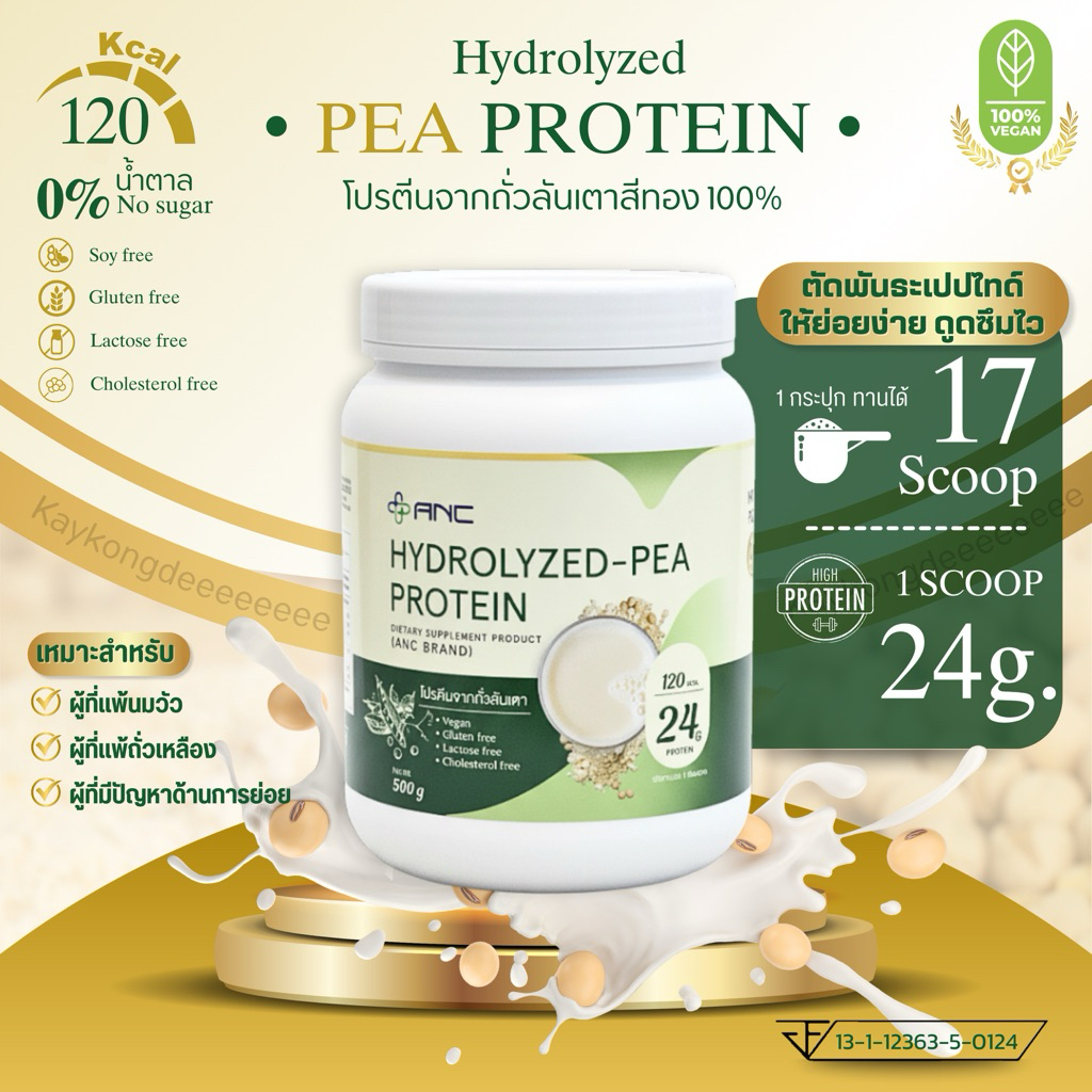 Hydrolyzed-Pea Protein พีโปรตีน โปรตีนจากถั่วลันเตาสีทอง 100% สูตรย่อย ...