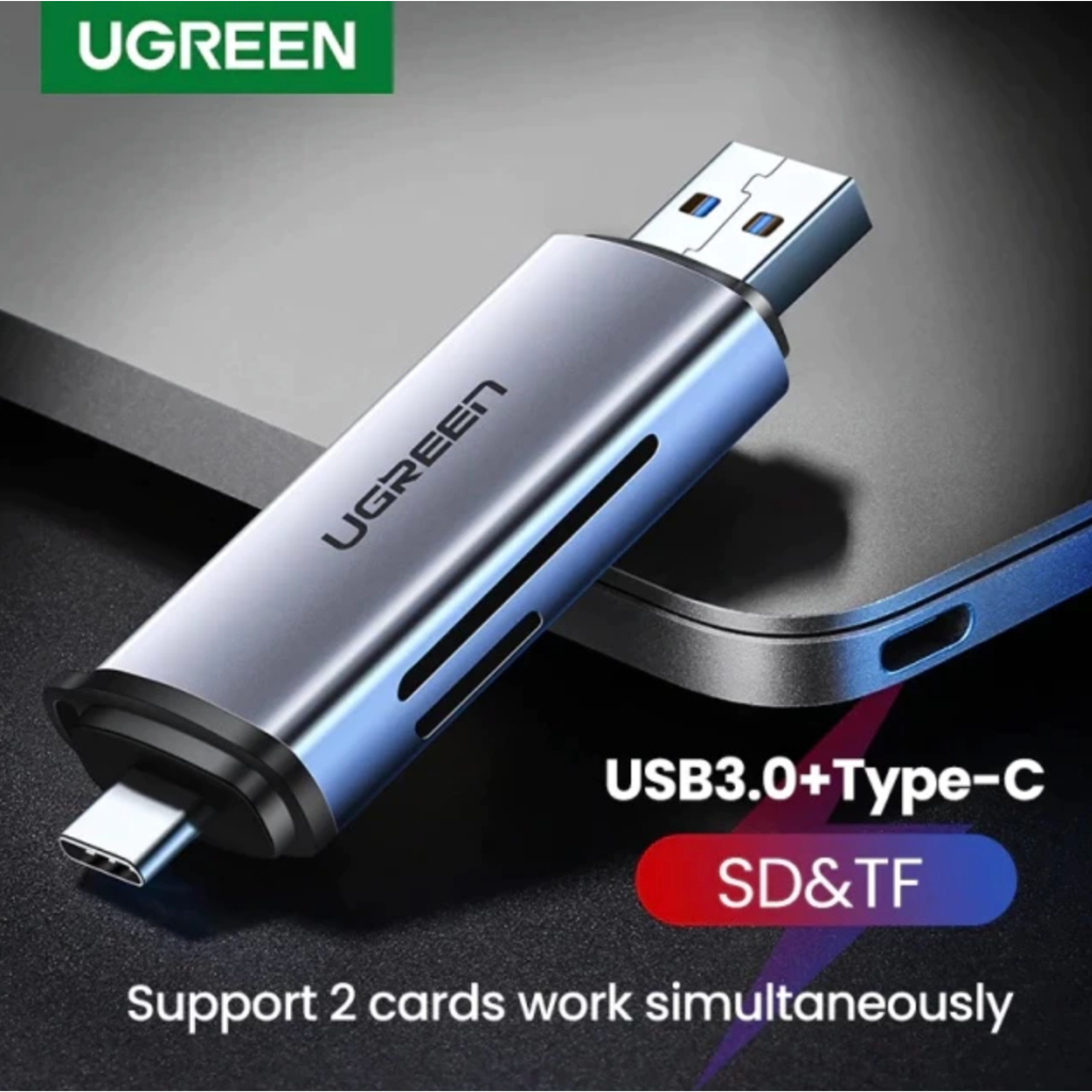 UGREEN 50706 Card Reader 2in1 USB C+USB 3.0 /SD Card/Micro SD(TF) การ์ด ...
