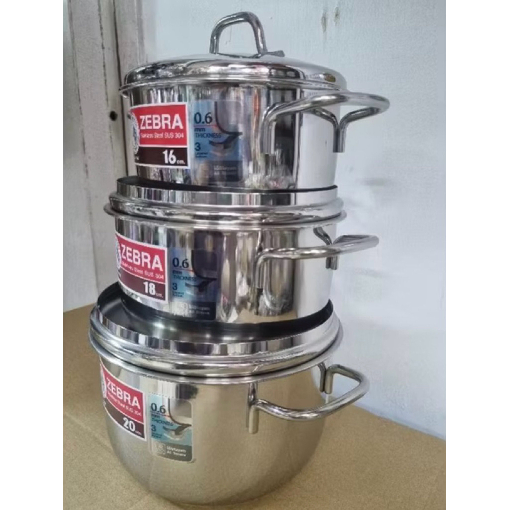 Zebra ชุดหม้อ Extra infinity II 16,18,20 ซม.3 ใบ ตราหัวม้าลาย ก้นหม้อ ...