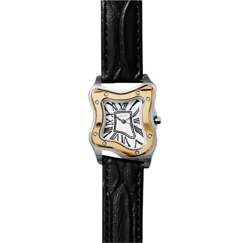 LAPHONT LAURENT WATCH SMALL TWO-TONE CASE LEATHER BAND WHITE DIAL