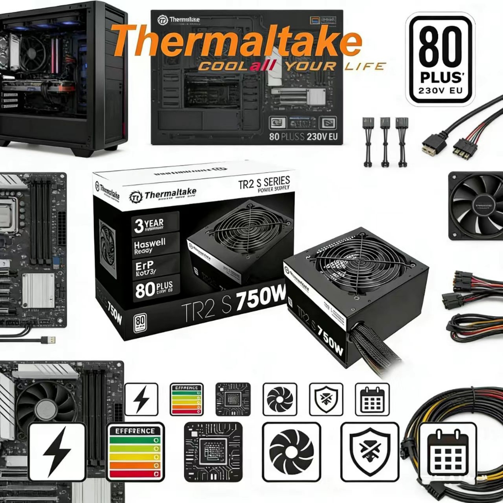 แหล่งจ่ายไฟสำหรับพีซีตั้งโต๊ะ TT TR2 S 650W (พิกัด 650W/750W) - แหล่งจ่ายไฟแบบต่อตรงที่ได้รับการรับรอง 80 PLUS