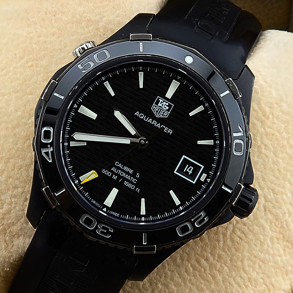 TAG Heuer Aquaracer 500M Titanium Automatic Black Rubber Strap Ref ...