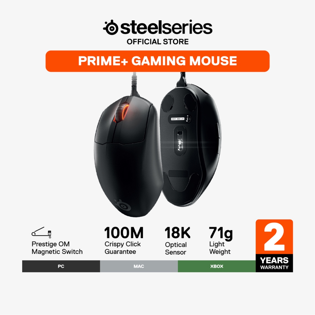 SteelSeries PRIME+ Gaming Mouse เม้าส์เกมมิ่ง eSport OLED Screen 6 ปุ่ม 18,000 CPI
