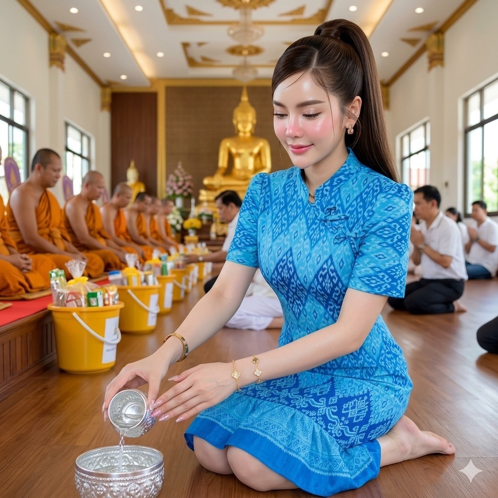 เดรสคอจีนผ้าไทย เดรสผ้าไทยผู้หญิงใส่ทำงาน ใส่ออกงาน งานบุญ งานบวช ทรงสวยมากค่ะ