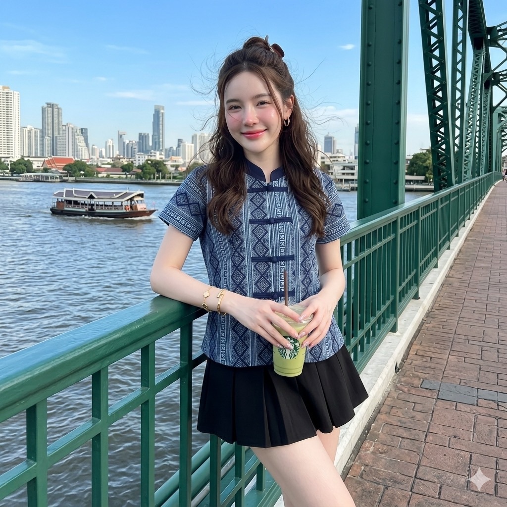 LANNA – เสื้อคอจีนผ้าลายไทย เสื้อผู้หญิงใส่ทำงาน ใส่ออกงาน ผ้าฝ้ายพิมพ์ลายทรงสวยใส่สบาย