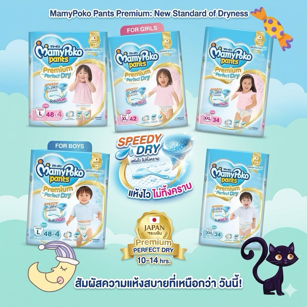 📌(สินค้าพร้อมส่ง)📌Mamy Poko pants premium Perfect Dry มามีโปโกะ /ห่อฟ้า ...