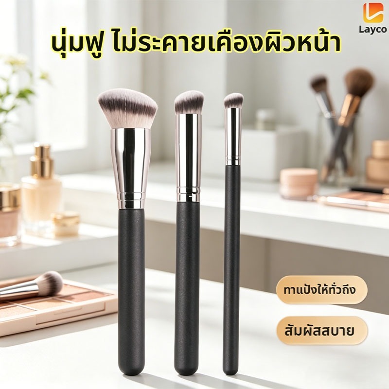 Layco แปรงรองพื้น แปรงปกปิดสิว แปรงแต่งหน้าหัวเฉียง ขนแปรงนุ่มนวล ปกปิด ...