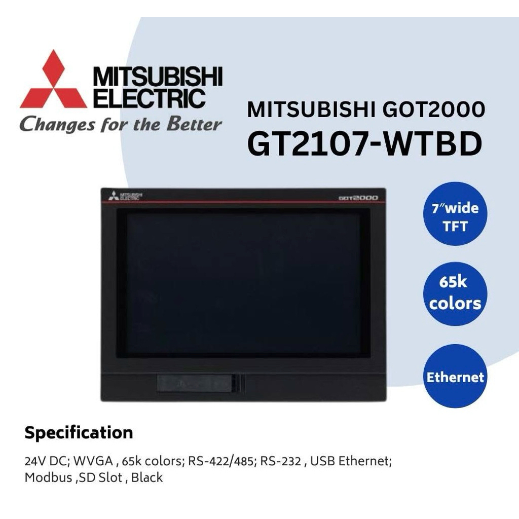 GT2107-WTBD Mitsubishi GT21 Series GOT2000 Touch Screen HMI 7 in