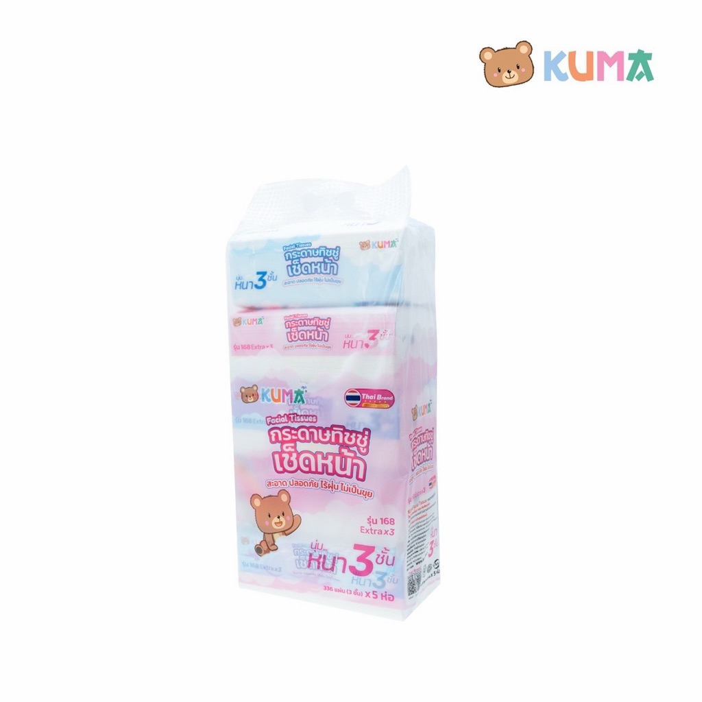 [ยกลัง]  KUMA - คุมะ กระดาษทิชชู่รุ่น168 หนา 3ชั้น 112ดึง (50ห่อ/ลัง)