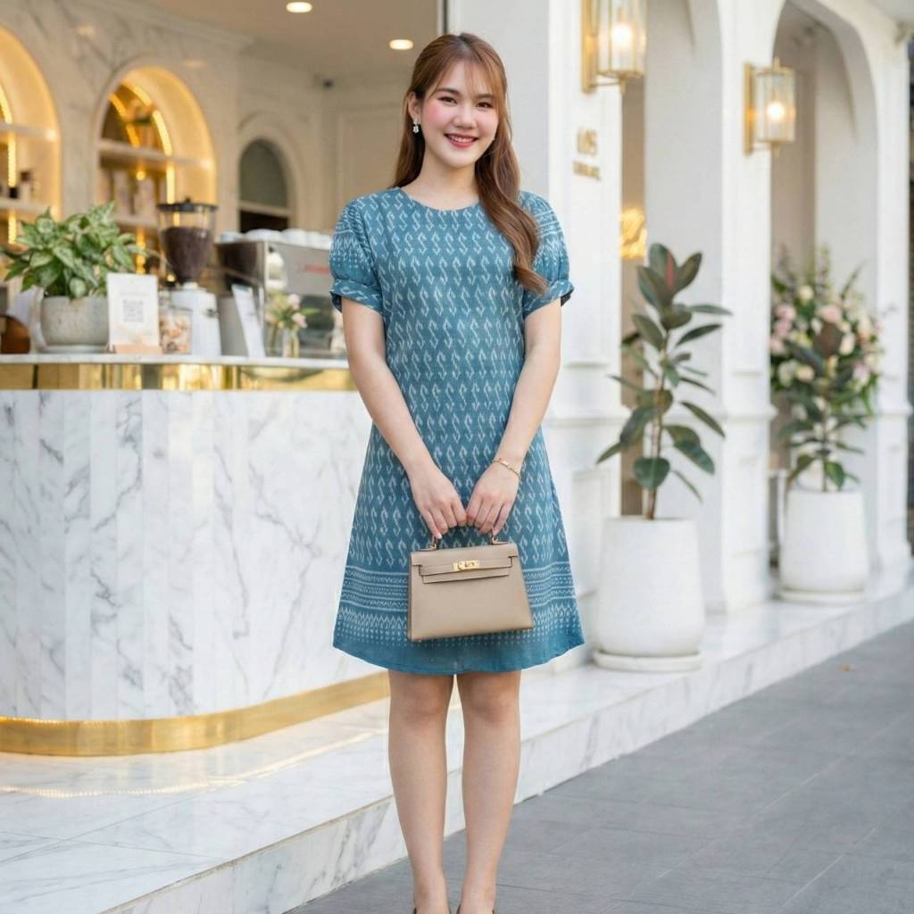 เดรสผ้าฝ้ายเชียงใหม่ ทรงA พรางพุง สีสวย ใส่สบาย พร้อมส่งเก็บปลายทาง