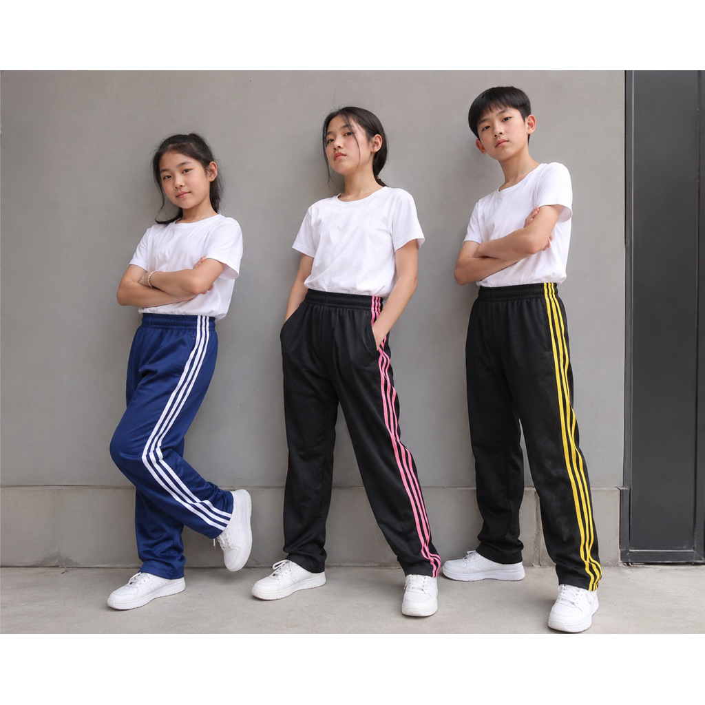 #กางเกงวอร์มขายาว3แถบเด็กใส่กันหนาว#เกงกีฬาพละนักเรียนเด็กเล็กเด็กโต#เก ...
