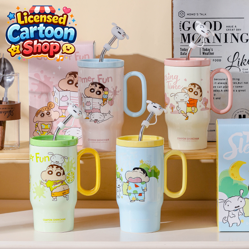 【ของแท้】shinchan ชินจัง ถ้วยเซรามิก 660ml เก็บความเย็นได้นาน ลายน่ารัก กล่องสวยงาม ของขวัญวันหยุด ใช้ทุกวัน ส่งฟร