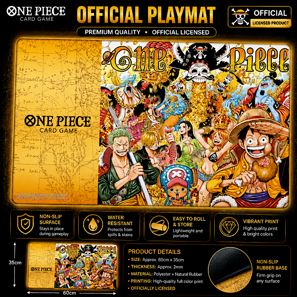 one piece card game official playmat limited edition vol 1 🏴‍☠️ Straw Hat Crew Vol.1 | Championship 2024 Wave1 | TCG Playmat 590×340mm | Made in Japan & Malaysia channel the spirit of the Straw Hat Pirate crew and feel the power of their adventures 📰 ONE PIECE NEWS |