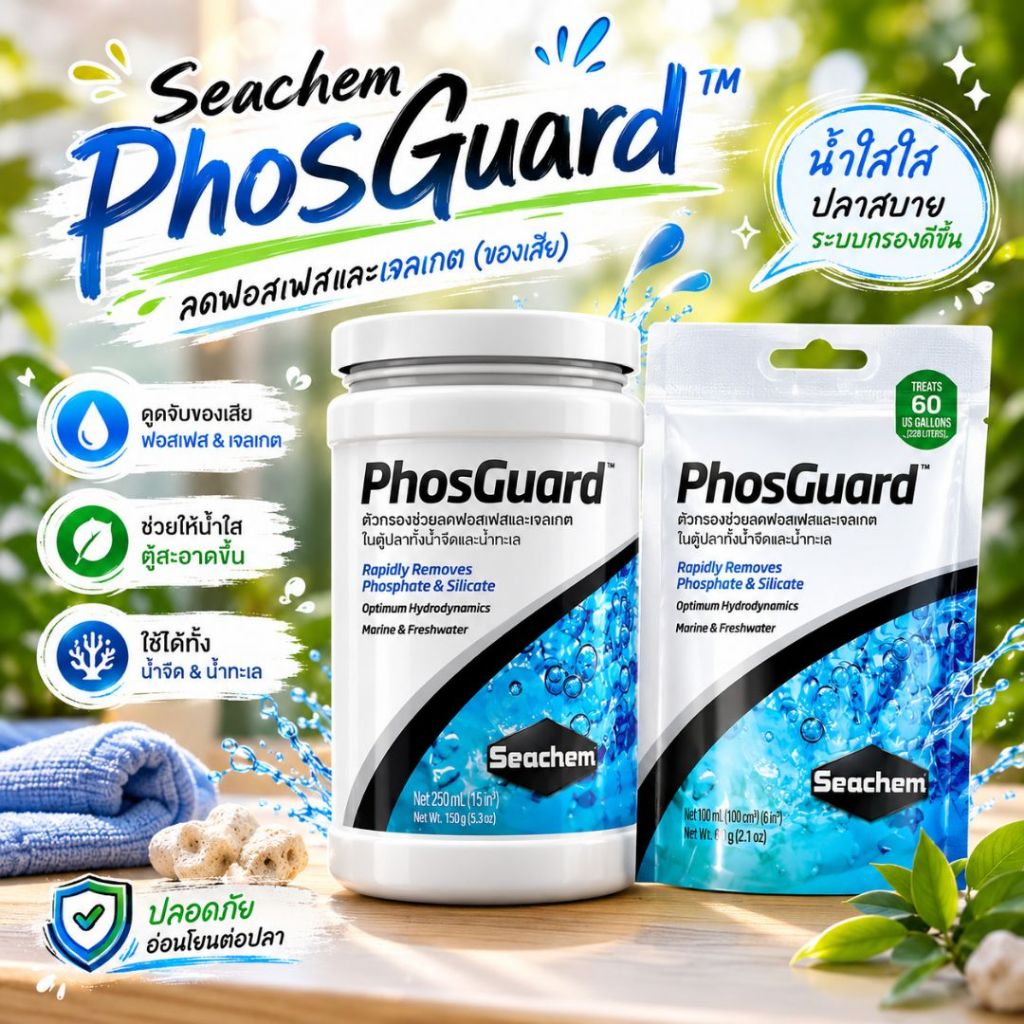 Seachem PhosGuard™ใช้ลดปริมาณฟอสเฟสและซิลิเกต (ของเสีย) ในตู้ปลาทั้งตู้ ...