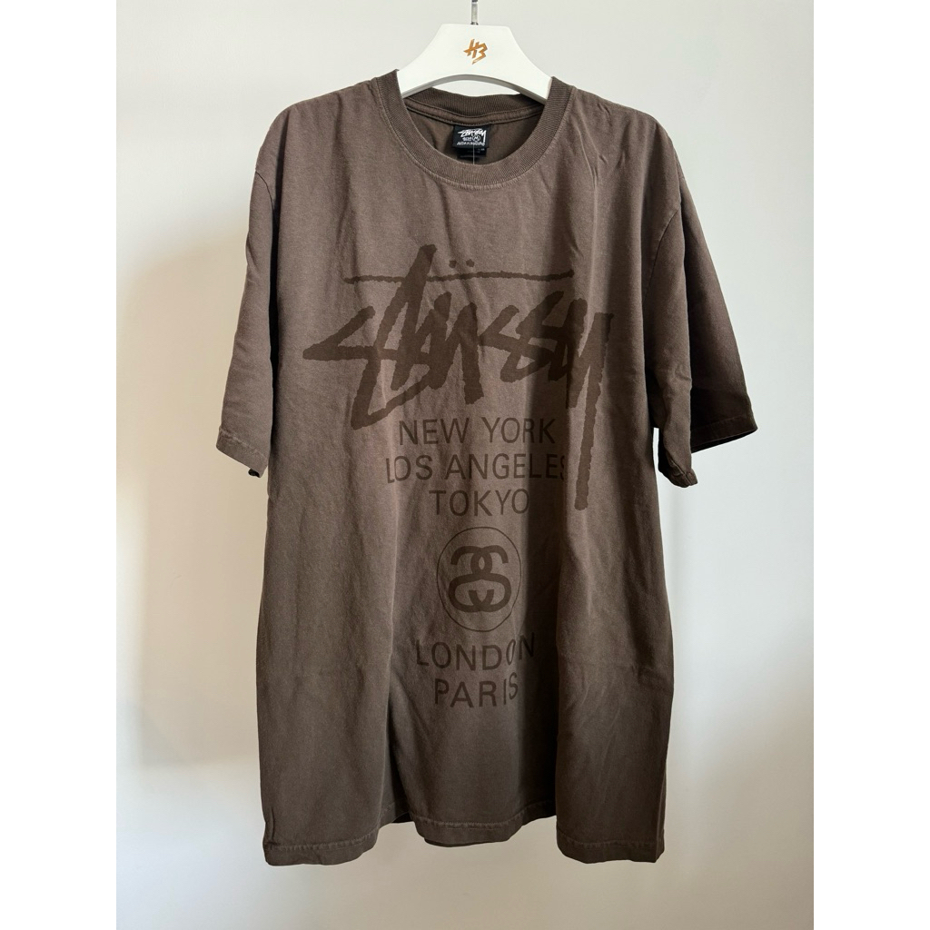 ของแท้] STÜSSY WORLD TOUR TEE SUN FADED BROWN พร้อมส่ง | Shopee