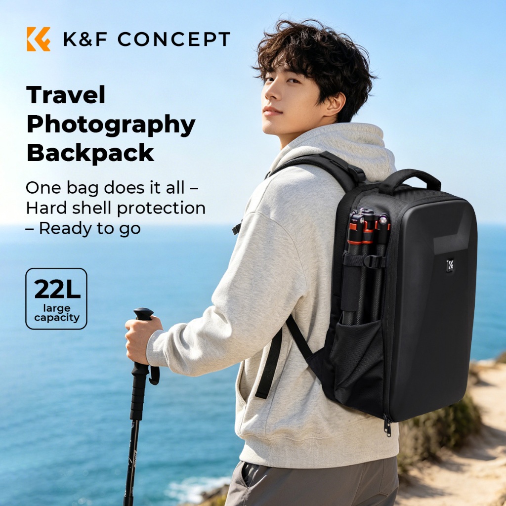 K&F CONCEPT กระเป๋ากล้อง Hard Shell Camera Backpack Waterproof 22L ...