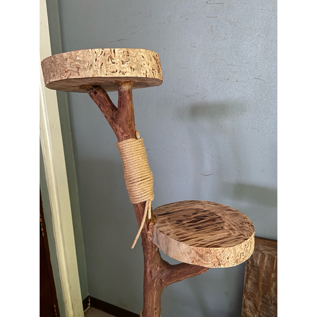 Handmade Natural Solid-Wood Cat Tree 1–3 Seats