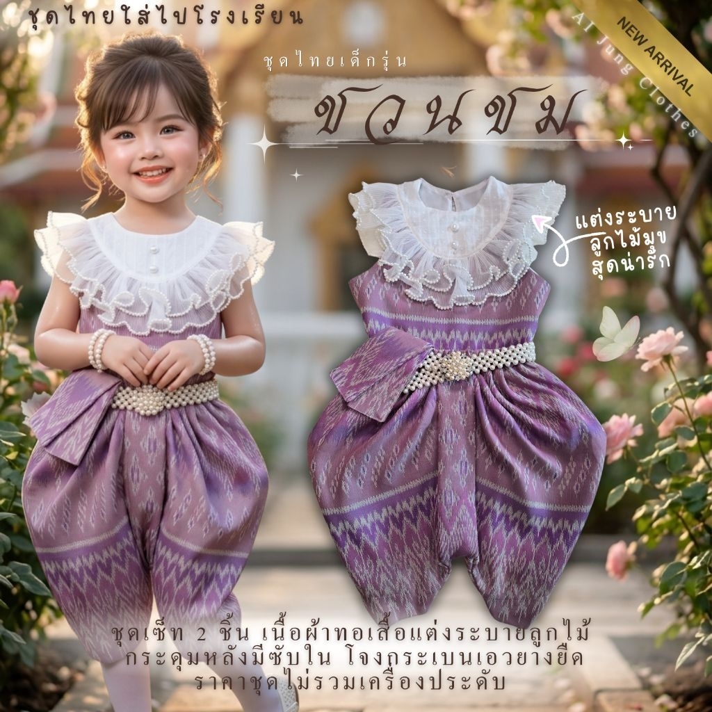 ชุดไทยเด็ก รุ่นชวนชม ใส่ไปโรงเรียน-ลอยกระทง AI Jung Clothes น่ารักคุ้มค่า