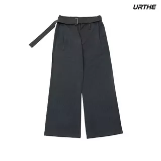 URTHE - กางเกงขายาว ลายทาง รุ่น BELT WIDE PANTS