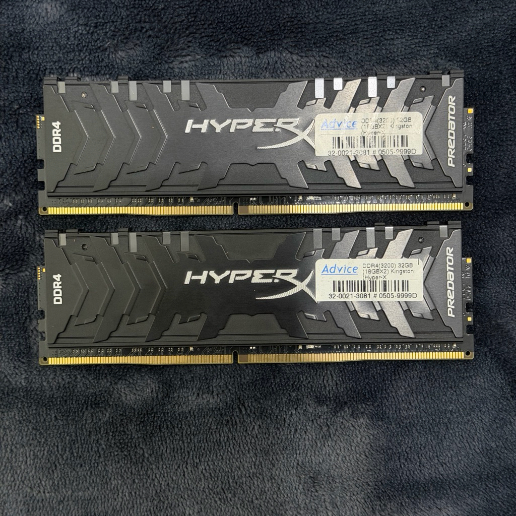 32GB (16GBx2) DDR4 3200MHz KINGSTON HyperX PREDATOR RGB (HX432C16PB3AK2/32)(แรมพีซี) Memory RAM (หน่วยความจำ) แรม มือสอง