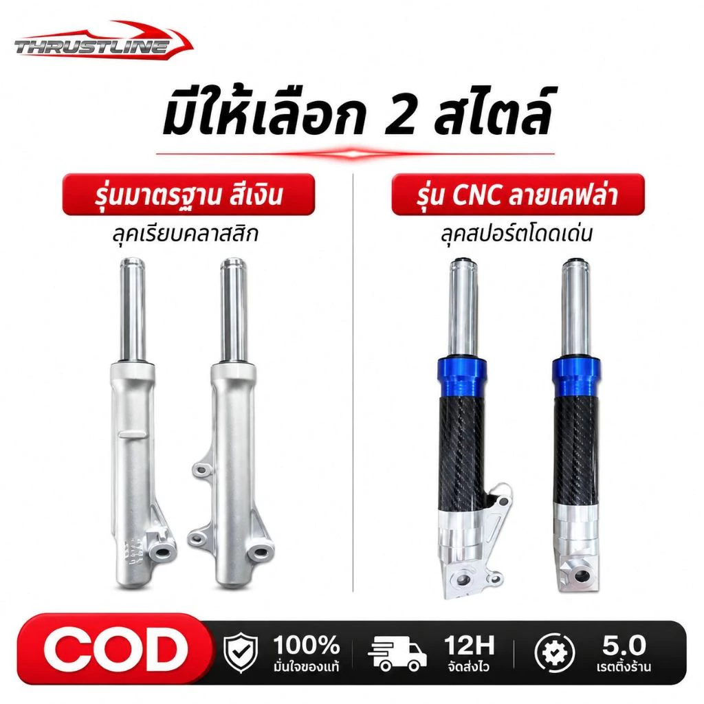 โช้คหน้ามอเตอร์ไซค์ โช้คหน้าแต่ง Giorno125 Wave125 Wave100 Wave110i รุ่น CNC เกรด B พร้อมกล่อง รูปที่ 3